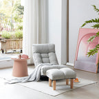 Ensemble de fauteuil inclinable rembourré sans accoudoirs avec pouf et appui-tête réglable