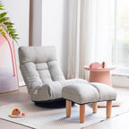 Ensemble de fauteuil inclinable rembourré sans accoudoirs avec pouf et appui-tête réglable