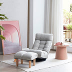 Ensemble de fauteuil inclinable rembourré sans accoudoirs avec pouf et appui-tête réglable