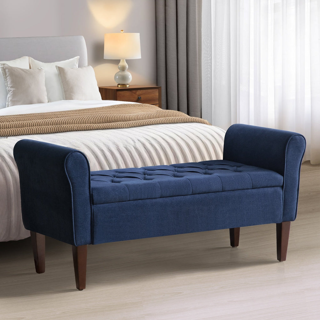 Banc de rangement rembourré, banc d'entrée avec dessus rabattable touffeté, 50,4 pouces