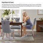 Chaise de salle à manger capitonnée en velours avec pieds en bois massif, lot de 6