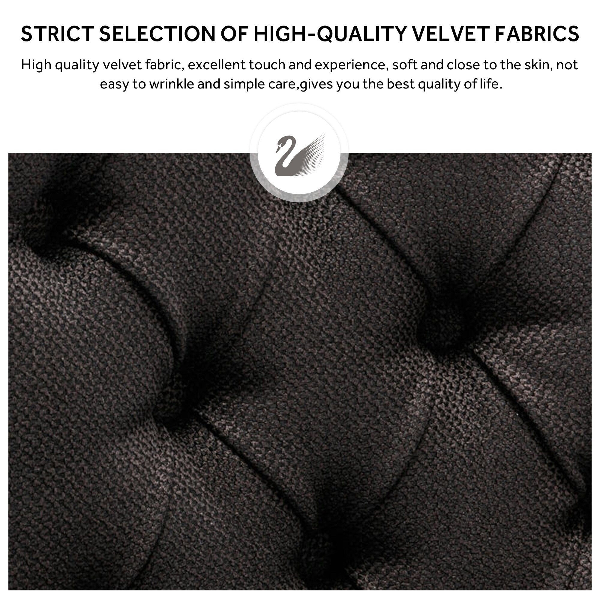 Chaise de salle à manger capitonnée en velours avec pieds en bois massif, lot de 6