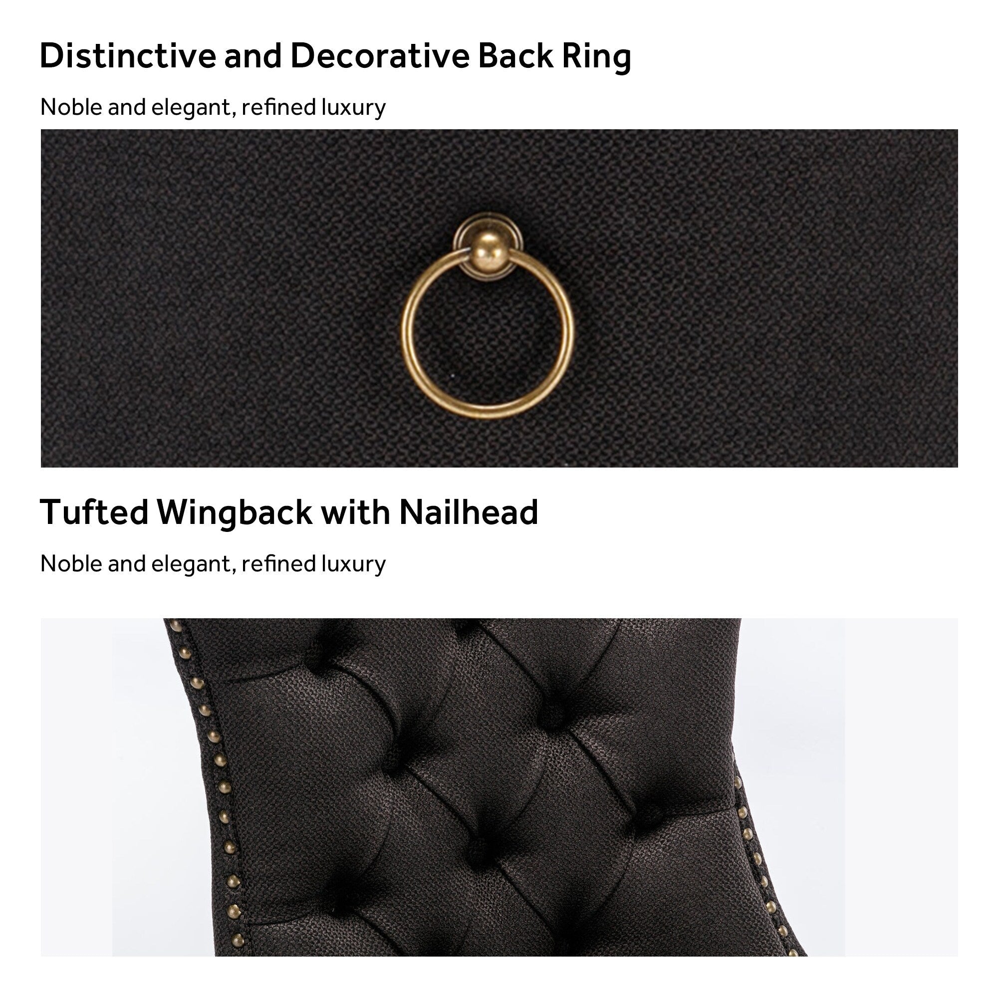 Chaise de salle à manger capitonnée en velours avec pieds en bois massif, lot de 6