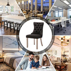 Chaise de salle à manger capitonnée en velours avec pieds en bois massif, lot de 6