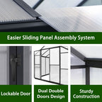 Serre de jardin en aluminium VEIKOUS avec ventilation de toit réglable et porte verrouillable, gris