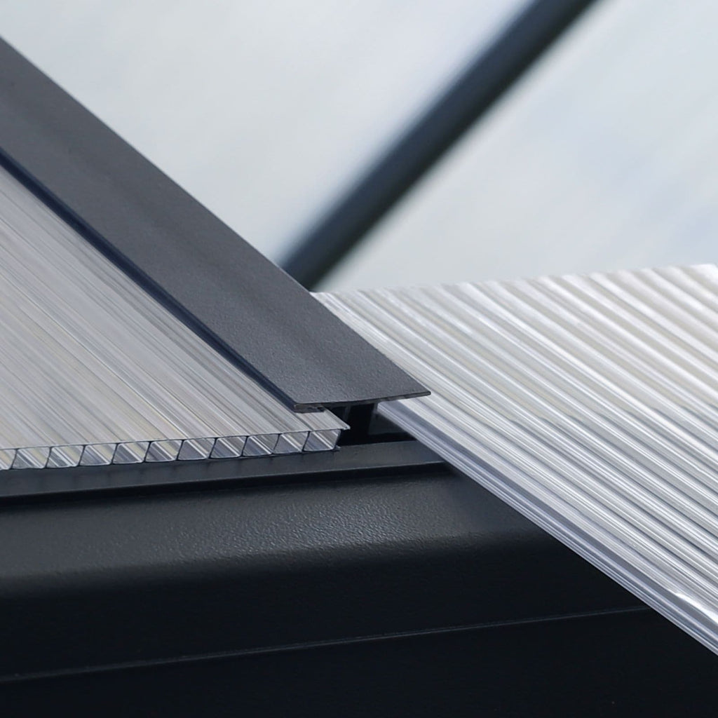 Serre de jardin en aluminium VEIKOUS avec ventilation de toit réglable et porte verrouillable, gris