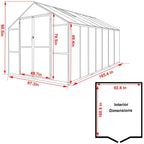 Serre de jardin en aluminium VEIKOUS avec ventilation de toit réglable et porte verrouillable, gris