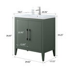 Meuble-lavabo simple Vanity Art 20, 24 ou 30 avec dessus en céramique