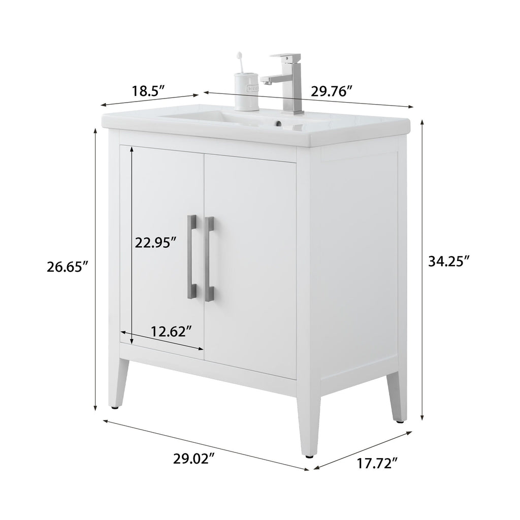 Meuble-lavabo simple Vanity Art 20, 24 ou 30 avec dessus en céramique
