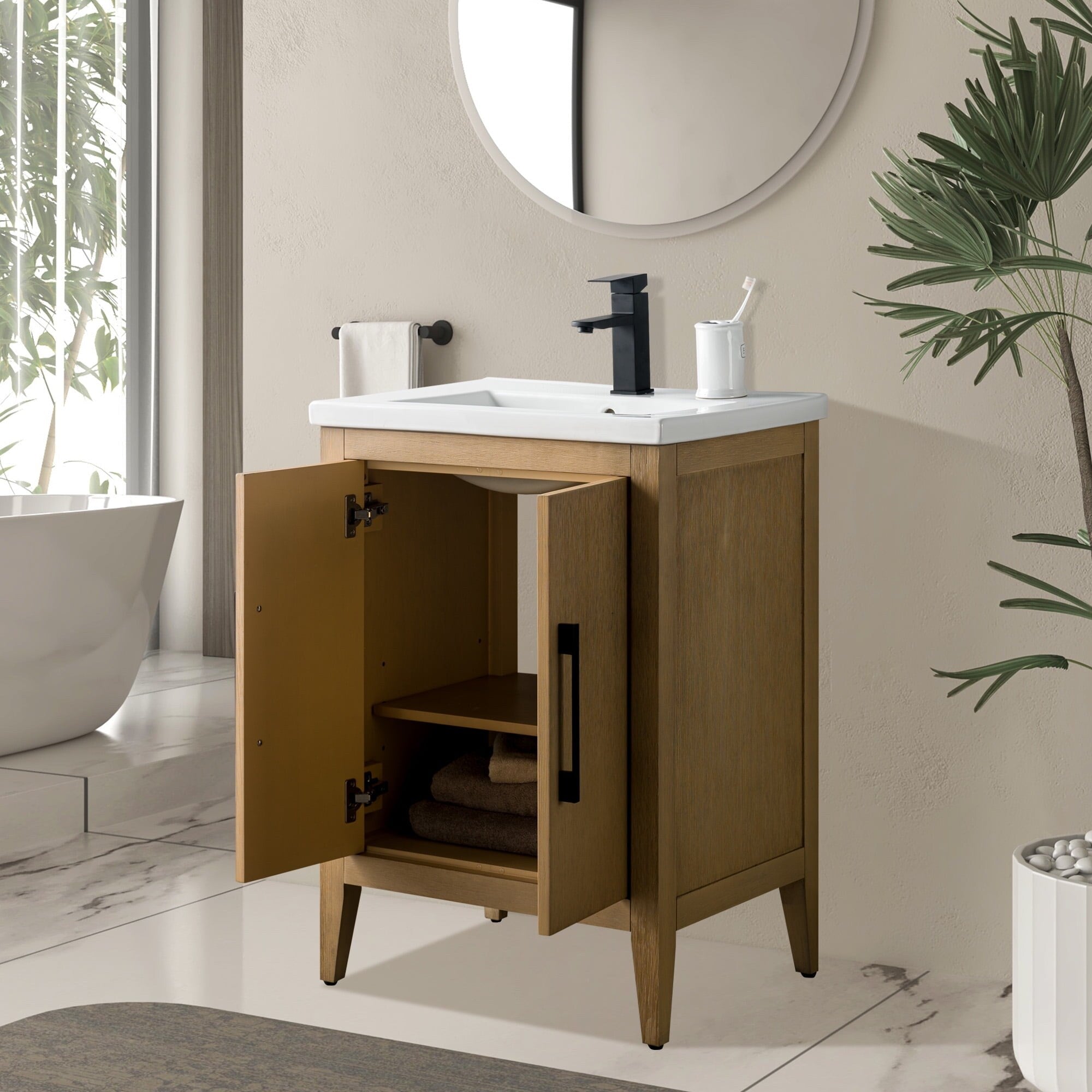Meuble-lavabo simple Vanity Art 20, 24 ou 30 avec dessus en céramique