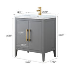 Meuble-lavabo simple Vanity Art 20, 24 ou 30 avec dessus en céramique