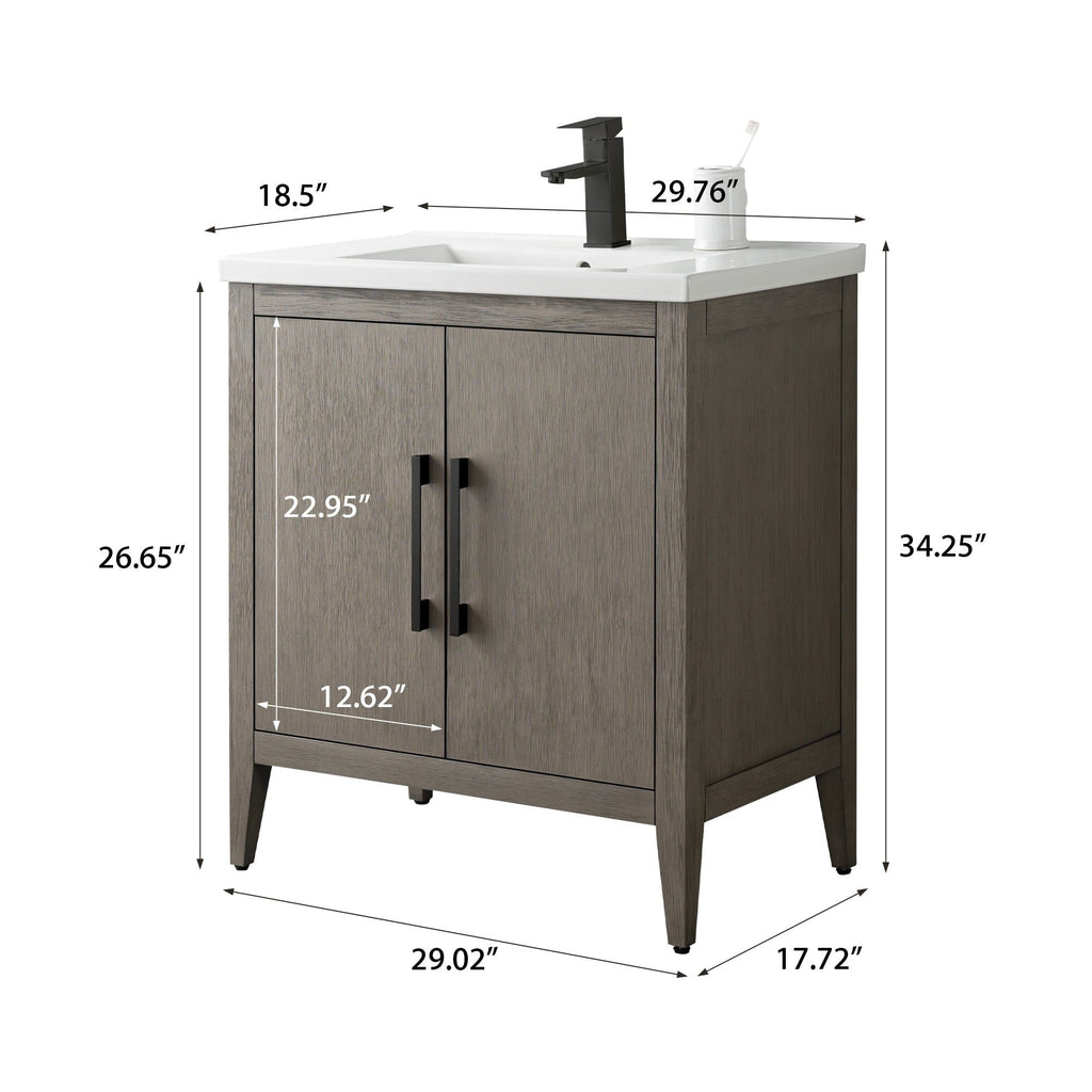 Meuble-lavabo simple Vanity Art 20, 24 ou 30 avec dessus en céramique