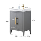 Meuble-lavabo simple Vanity Art 20, 24 ou 30 avec dessus en céramique