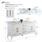 Meuble-lavabo double vasque Vanity Art 72 avec plateau en marbre reconstitué