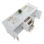 Meuble-lavabo double vasque Vanity Art 72 avec plateau en marbre reconstitué