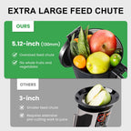 Extracteur de jus à mastication lente Ventray 900, extracteur de jus à pression à froid avec goulotte d'alimentation extra large de 5,1 pouces