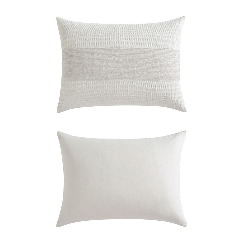 Parure de couette Vera Wang en chenille gaufrée beige à rayures