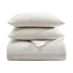 Parure de couette Vera Wang en chenille gaufrée beige à rayures