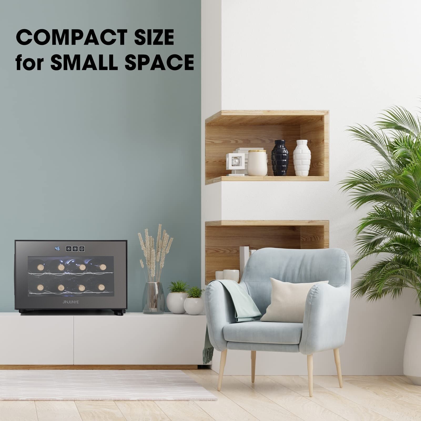 Refroidisseur de boissons polyvalent pour 8 bouteilles (46 à 66 °F) : design élégant et fonctionnement ultra-silencieux pour un usage domestique