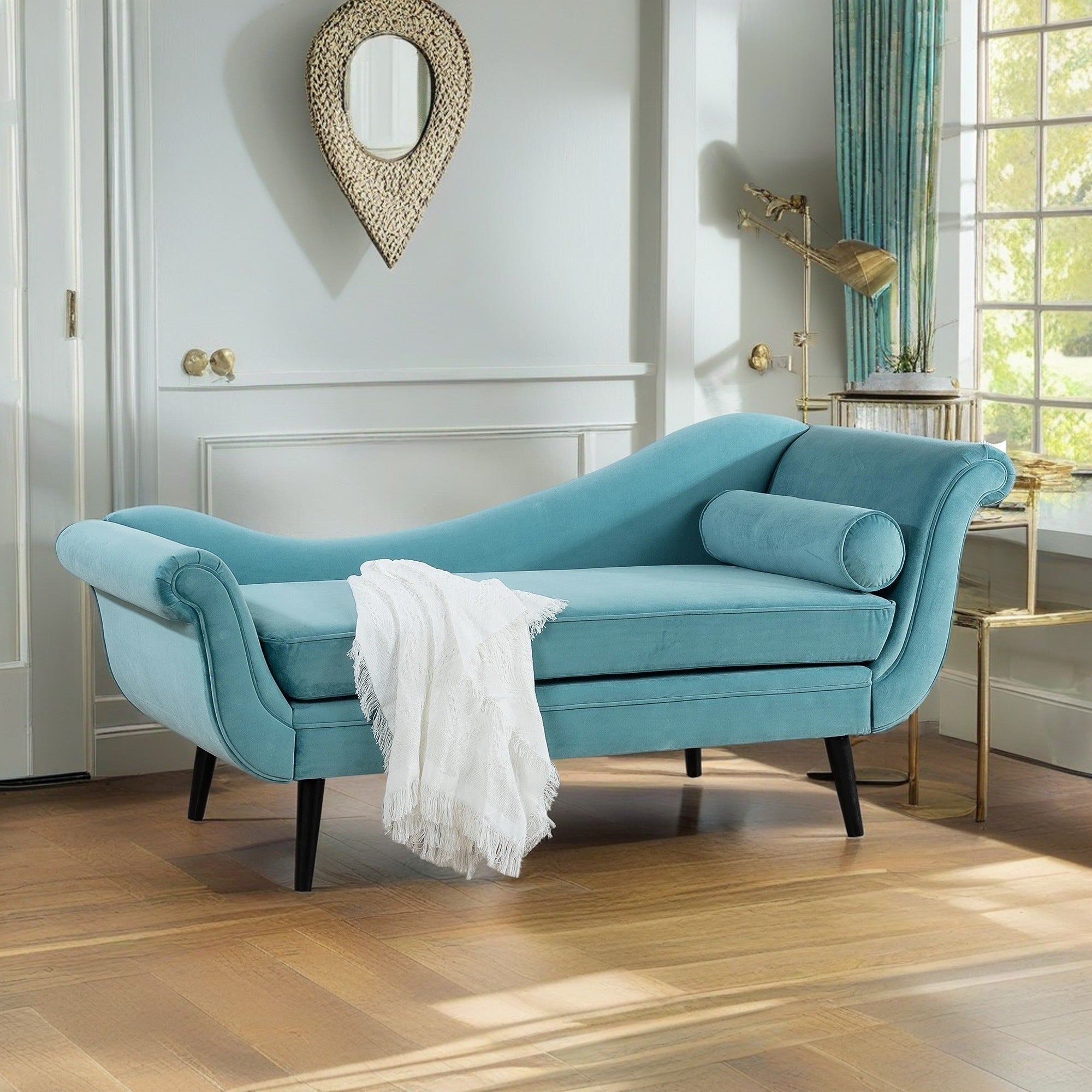 Chaise longue vintage avec accoudoirs en volutes par Christopher Knight Home
