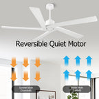 Ventilateur de plafond d'intérieur WINGBO 54 pouces avec moteur à courant continu sans éclairage - N/A