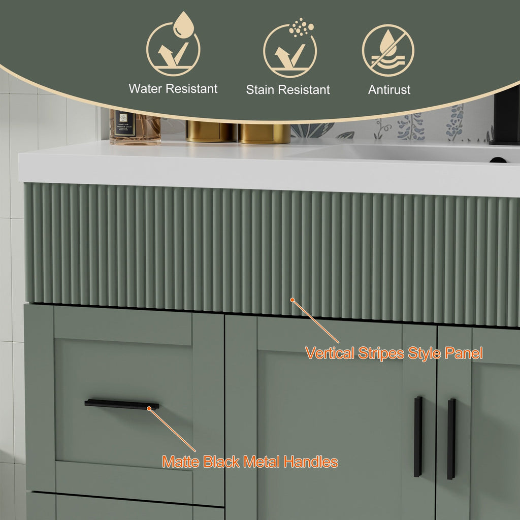 Ensemble de meuble-lavabo Wavy Line 30/36/48 avec lavabo et robinet