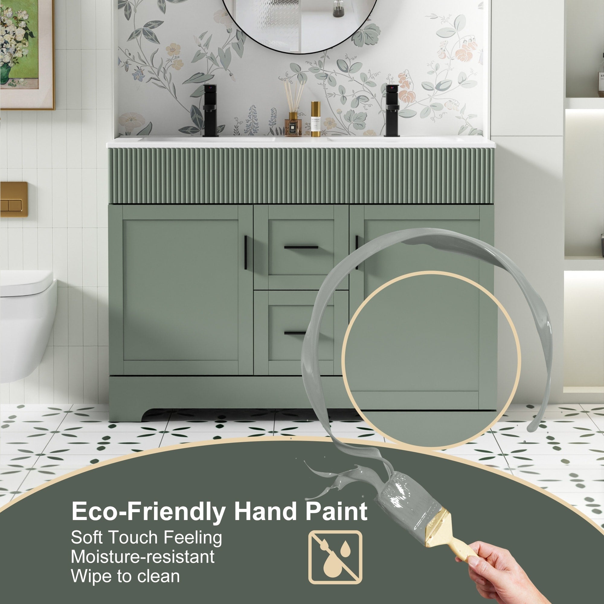 Ensemble de meuble-lavabo Wavy Line 30/36/48 avec lavabo et robinet