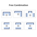 Ensemble de canapés d'extérieur sectionnels rembourrés en osier et acier, 7 pièces