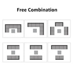 Ensemble de canapés d'extérieur sectionnels rembourrés en osier et acier, 7 pièces