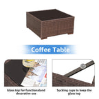 Ensemble de canapés d'extérieur sectionnels rembourrés en osier et acier, 7 pièces