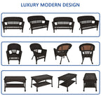 Ensemble de conversation 4 pièces pour patio en osier