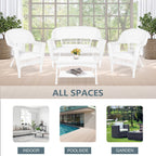 Ensemble de conversation 4 pièces pour patio en osier