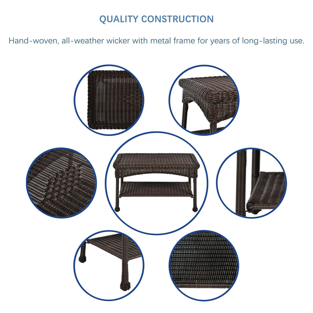 Ensemble de conversation 4 pièces pour patio en osier