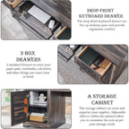 Bureau exécutif Farmhouse 60, bureau en bois pour la maison, bureau d'ordinateur