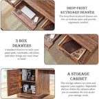 Bureau exécutif Farmhouse 60, bureau en bois pour la maison, bureau d'ordinateur