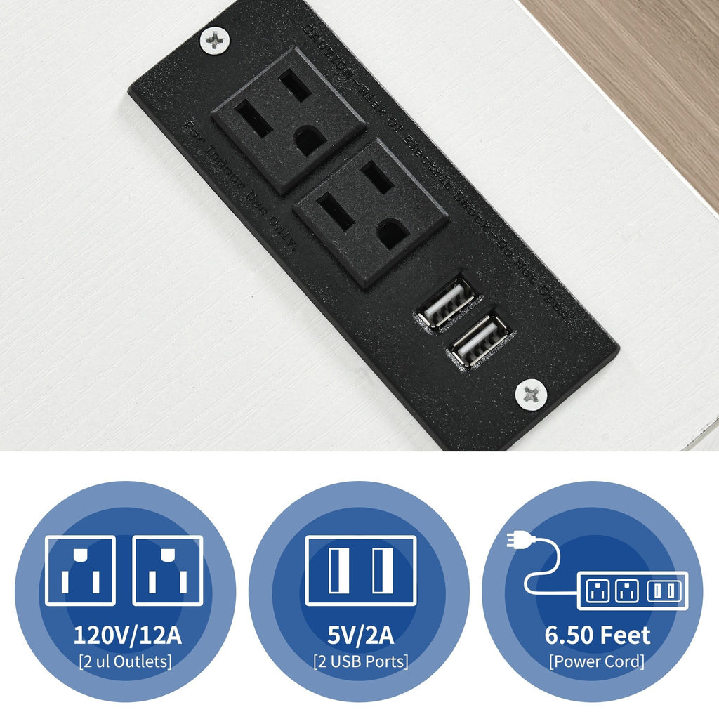 Classeur latéral mobile en bois avec station de charge verrouillable, compatible avec les dossiers de format A4, Lettre et Légal
