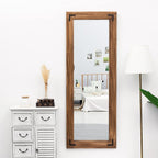 Miroir de sol pleine longueur avec cadre en bois rustique de style ferme - 65 x 24