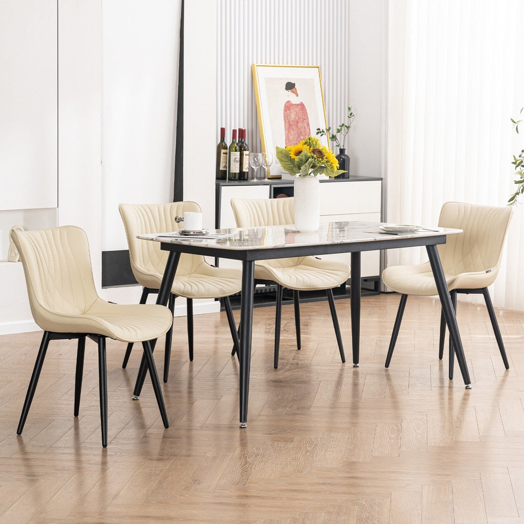 Lot de 2 chaises de salle à manger modernes en cuir rembourré sans accoudoirs