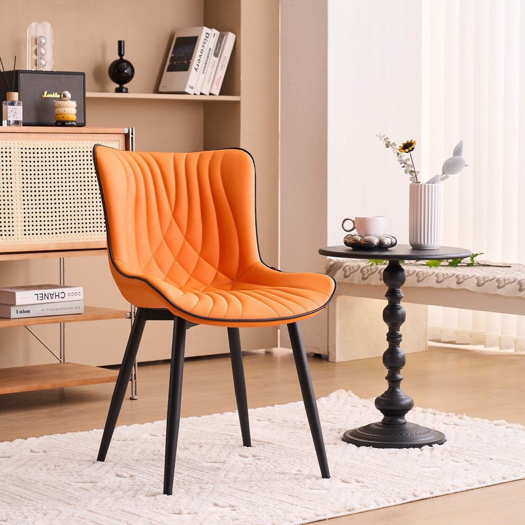 Lot de 2 chaises de salle à manger modernes en cuir rembourré sans accoudoirs