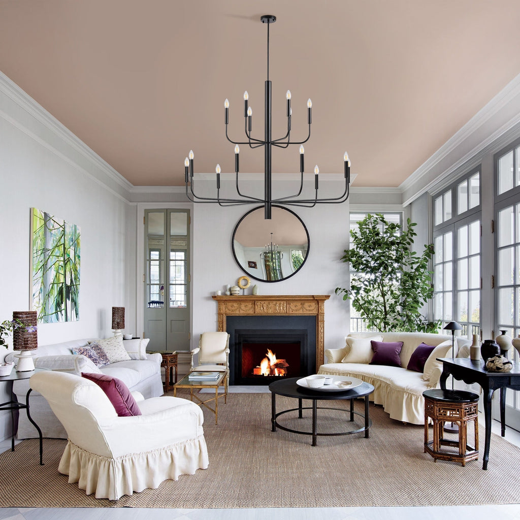 Lustre chandelier minimaliste à 15 lumières, 2 niveaux, design ancien - 48