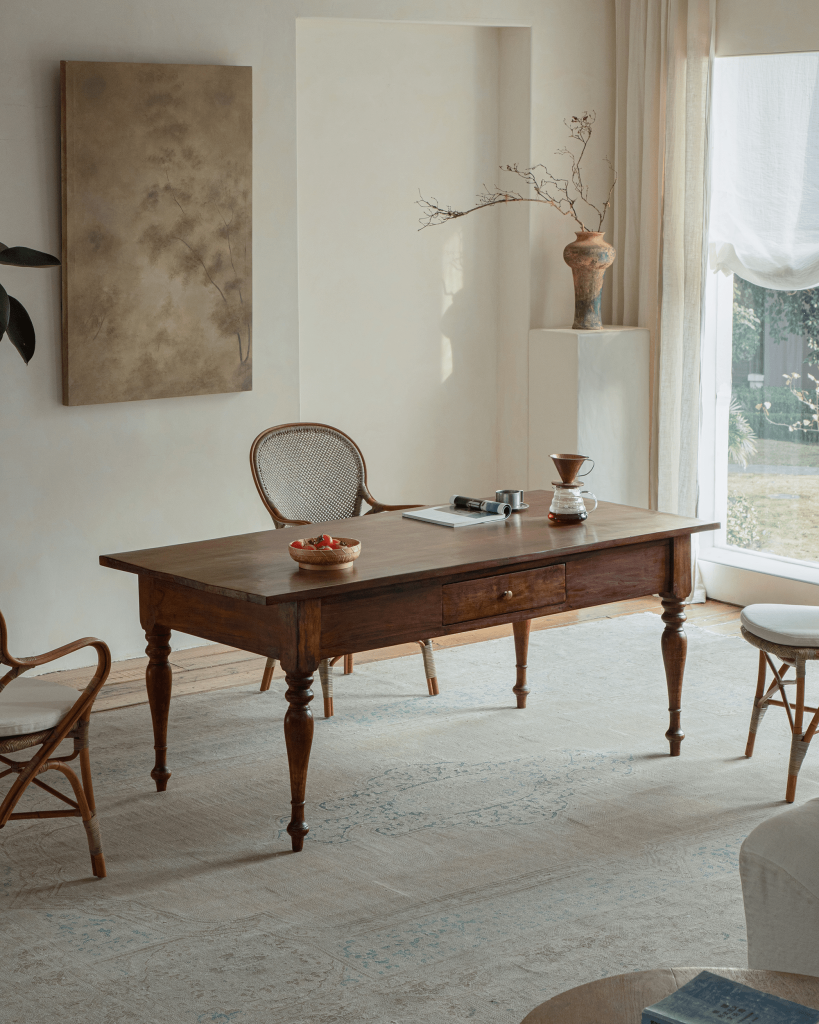 Tables vintage indonésiennes en bois de teck