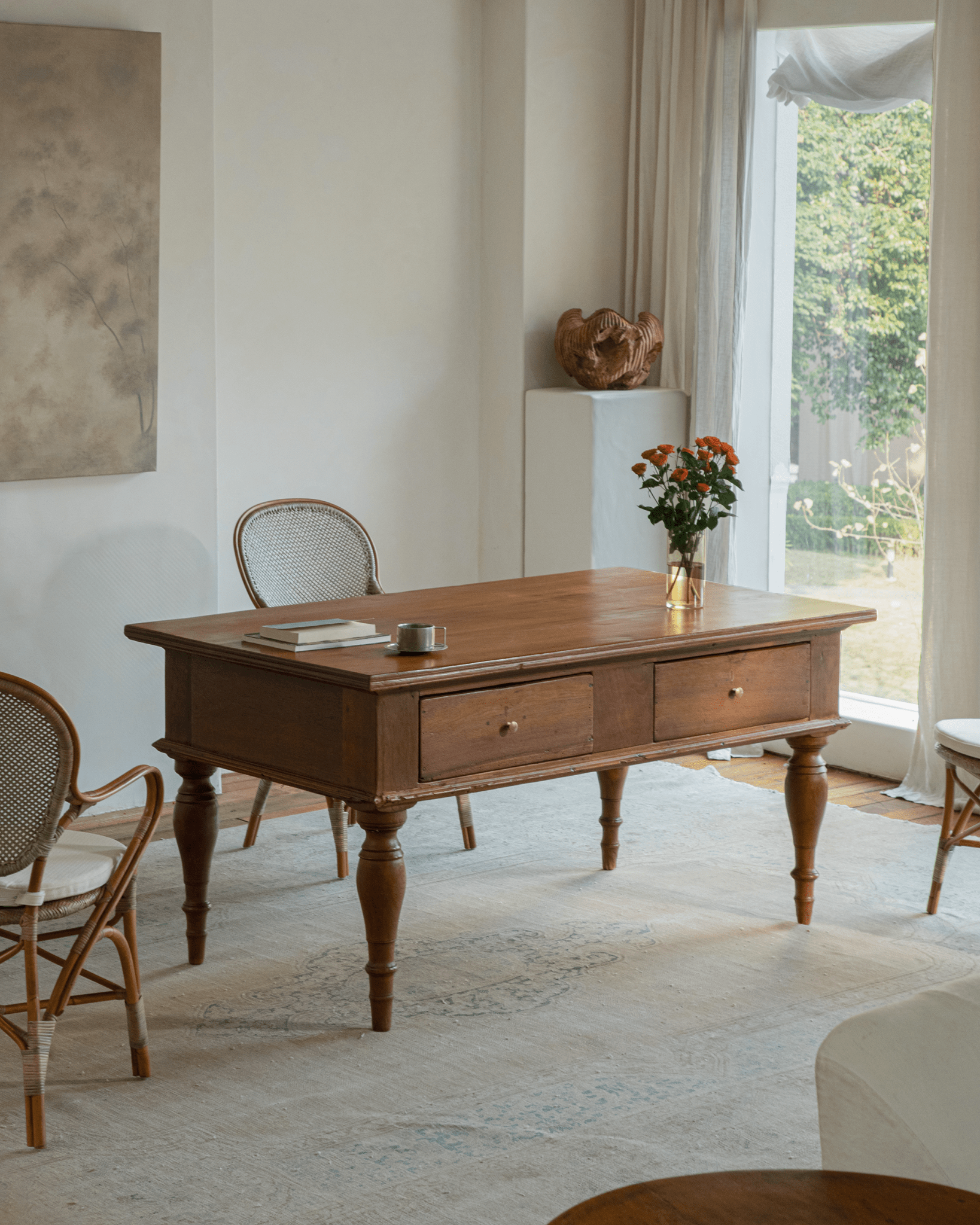 Tables vintage indonésiennes en bois de teck