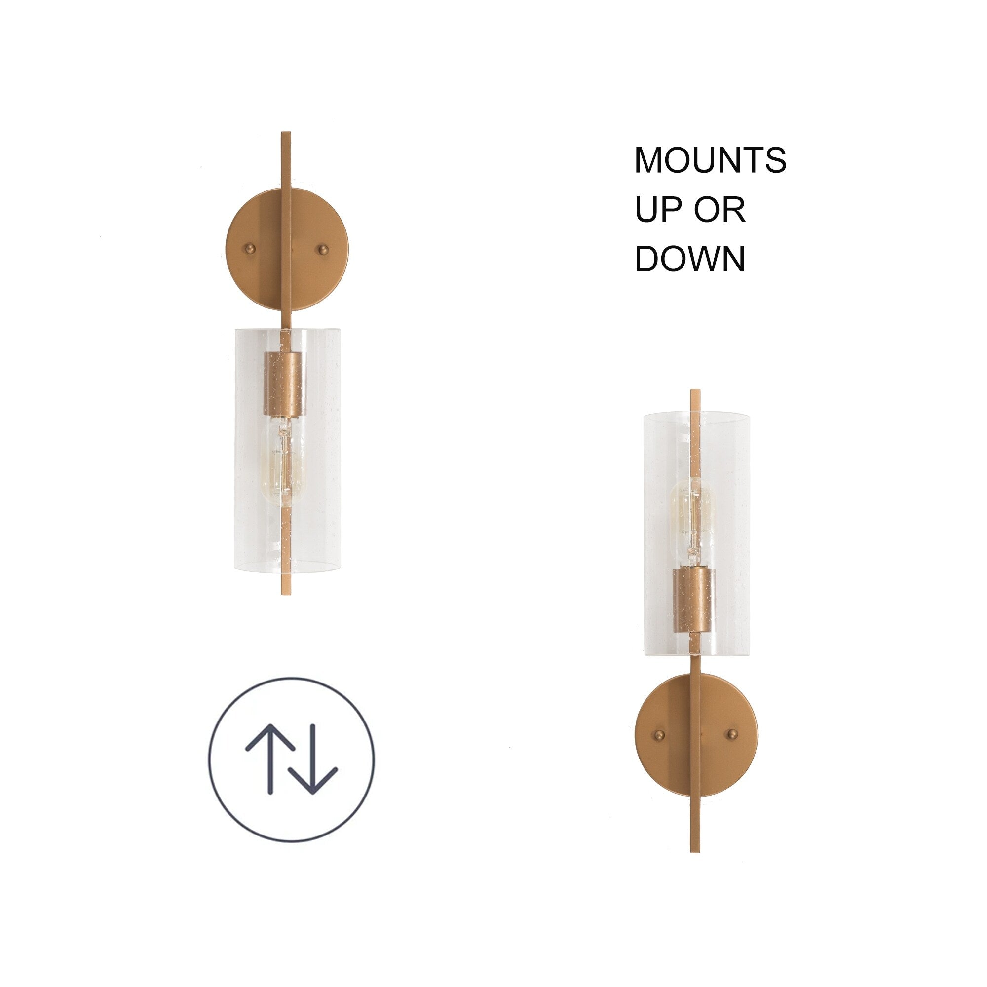 Applique murale de salle de bain transitionnelle en verre grainé de style campagnard moderne Zenith