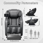 Fauteuil inclinable de massage à gravité zéro avec massage complet du corps, chauffage et audio Bluetooth intégré