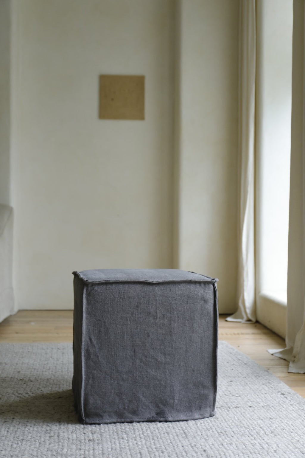 Pouf cube en lin
